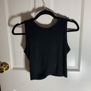 Black going-out crop top with back cutout